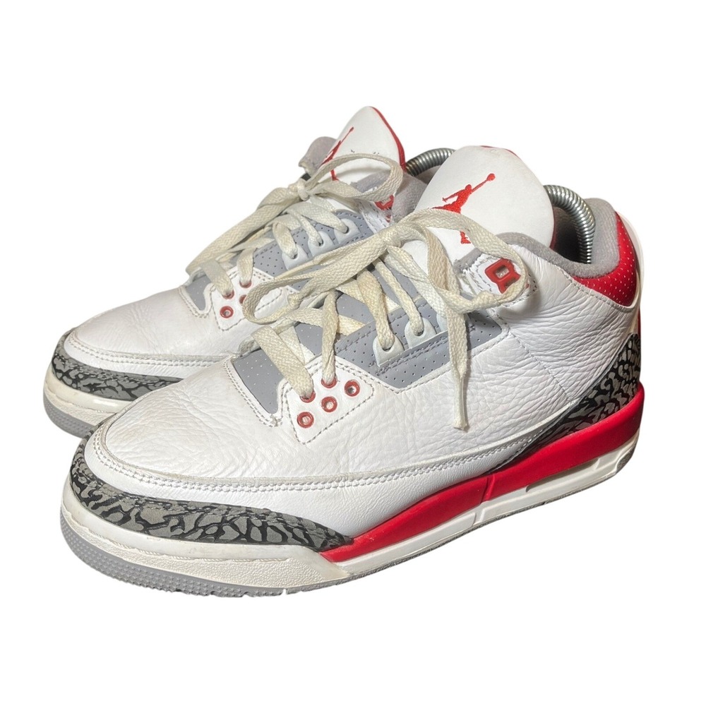 Jordan Air Jordan 3 Retro Fire Red 7Y Womens 8.5 White‎ Red DM0967-160 Sneakers
